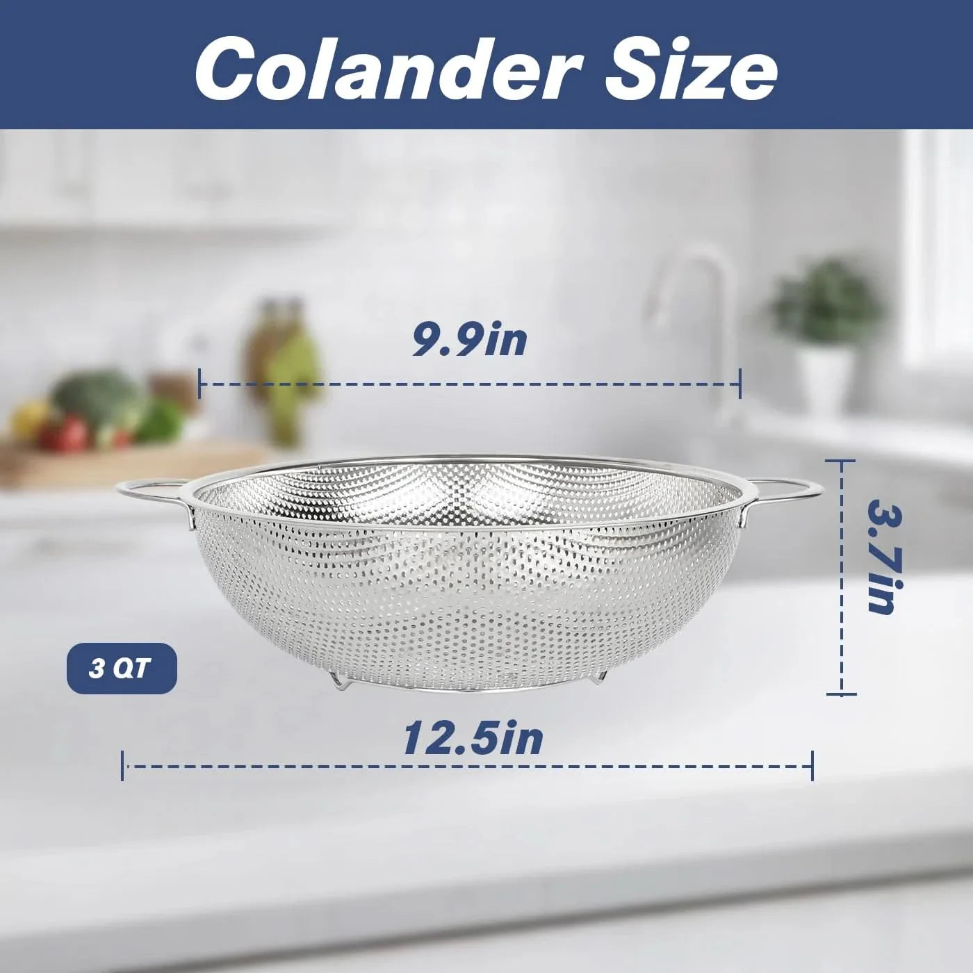 Stainless Steel Colander Set for Kitchen Use
