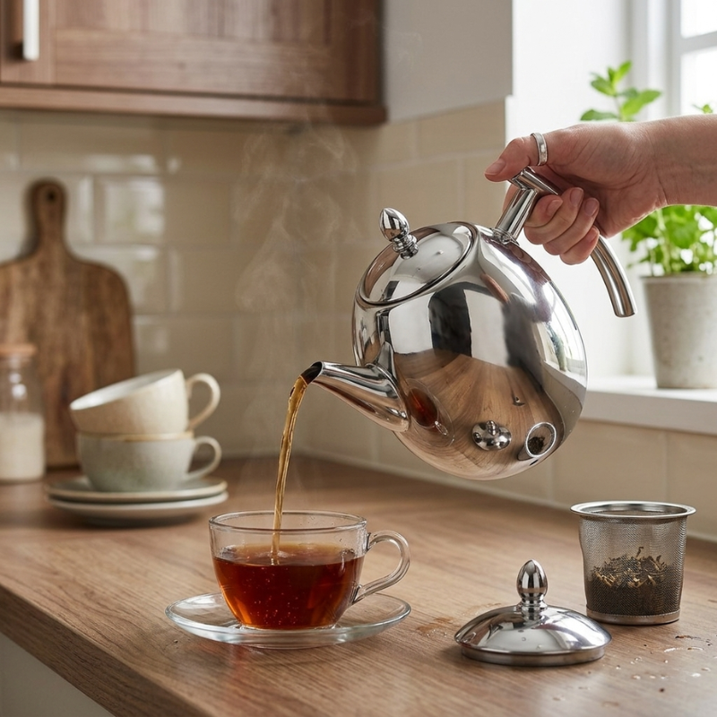 Elegant 1.5L Stainless Steel Teapot with Integrated Infuser