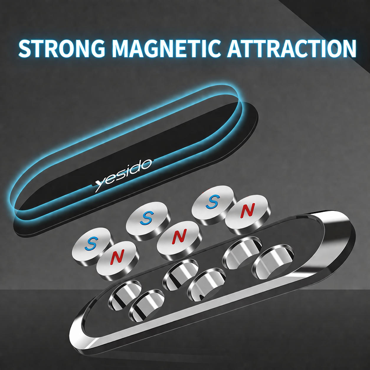 Phone Mount | 6 N50 Magnets & 360° Rotation | Zinc Alloy with Nano Coating