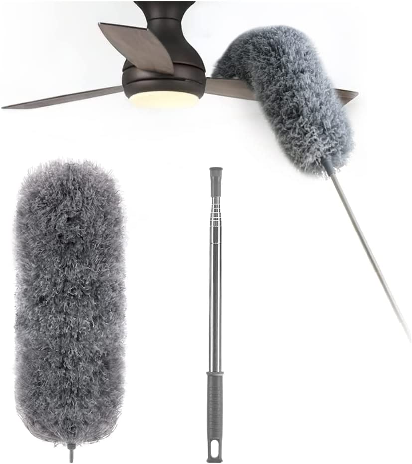 Extendable Microfiber Duster with Flexible Head – Washable Long Reach