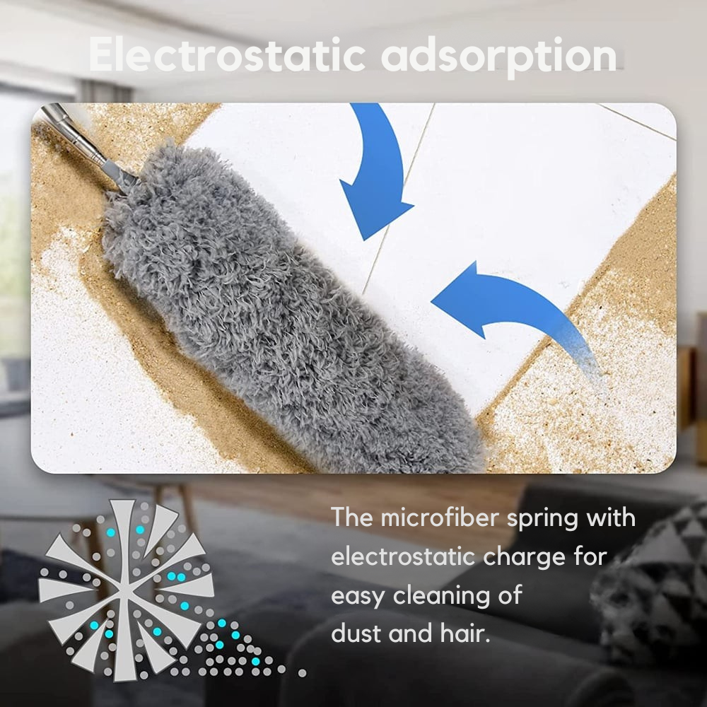 Extendable Microfiber Duster with Flexible Head – Washable Long Reach