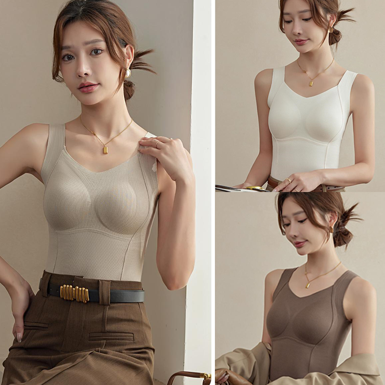 Seamless Thermal Tank Top with Built-in Bra | Warm & Comfortable