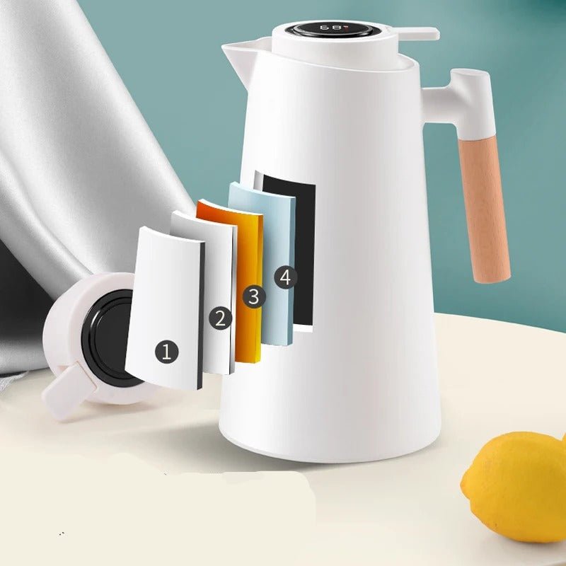 Elegant Insulated Beverage Dispenser with Digital Temp Gauge
