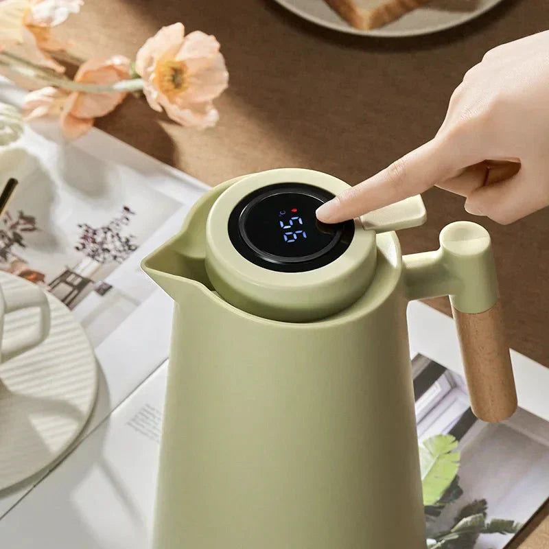 Elegant Insulated Beverage Dispenser with Digital Temp Gauge