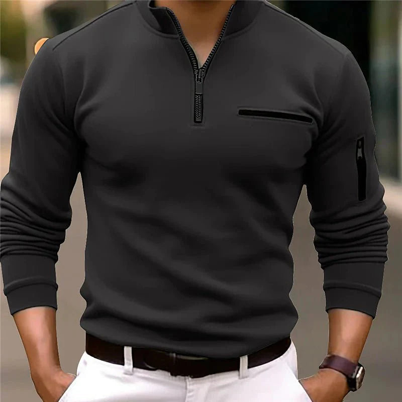 Men's Polo Shirt with Quarter Zip Closure