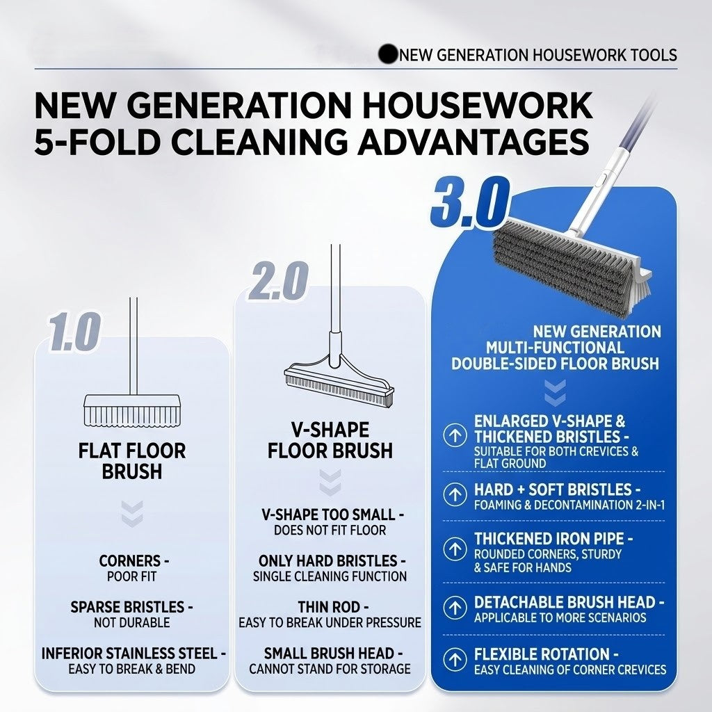 Deep Cleaning Brush with Rotating Head and Long Handle