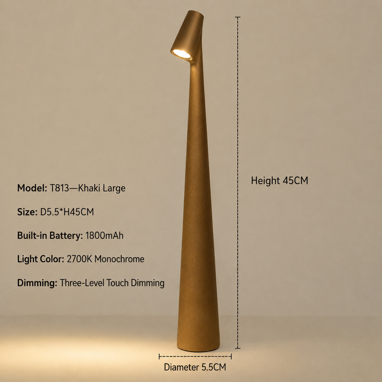 Wireless Designer LED Table Lamp with 3-Level Touch Dimming