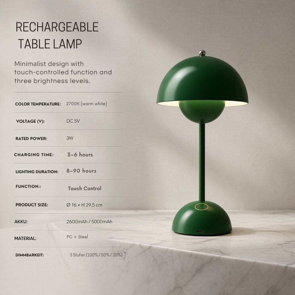 Wireless and Dimmable Bedside Table Lamp