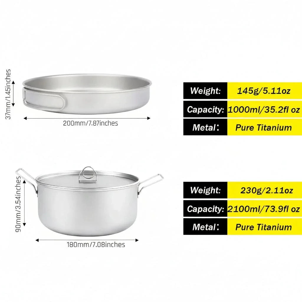 Outdoor Cooking Set with Folding Handle for Adventure Travel