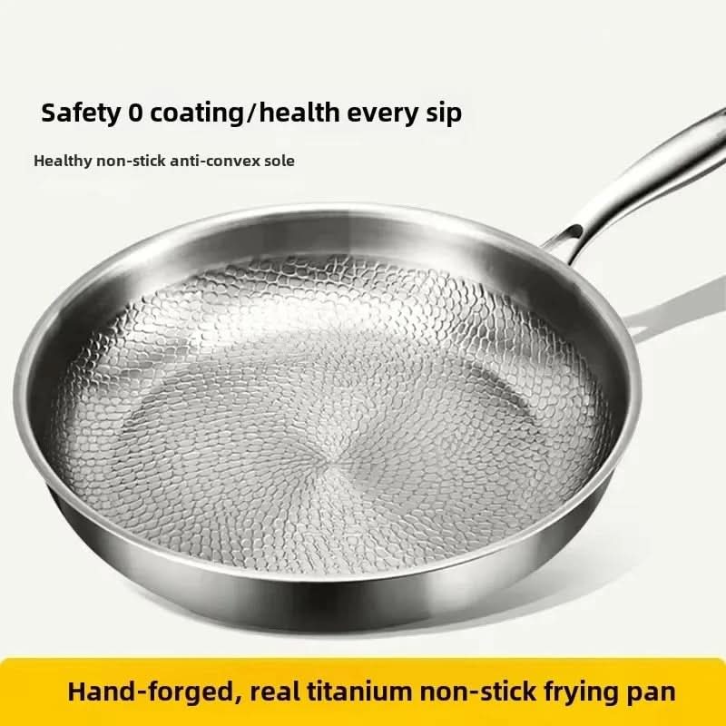 Induction-Compatible Non-Stick Frying Pan with Hammered Titanium Finish