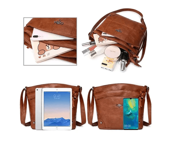 Classic Heritage Leather Crossbody Bag with Smart Organization