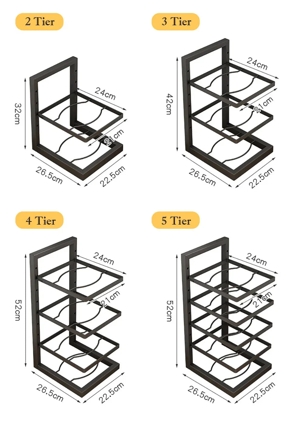 Pan and Pot Organizer Rack | Adjustable Shelves | Compact Cabinet Storage