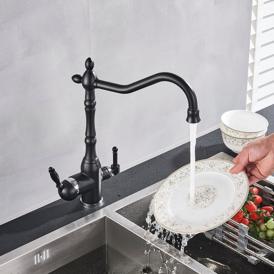 Elegant Kitchen Faucet with 360-Degree Rotating Spout and Sturdy Brass Build