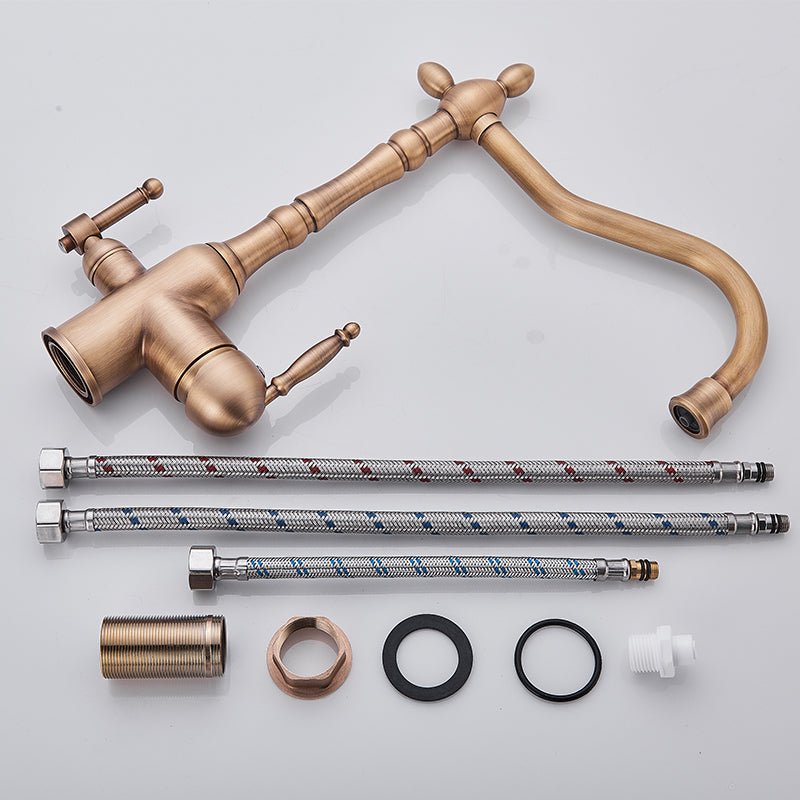 Elegant Kitchen Faucet with 360-Degree Rotating Spout and Sturdy Brass Build
