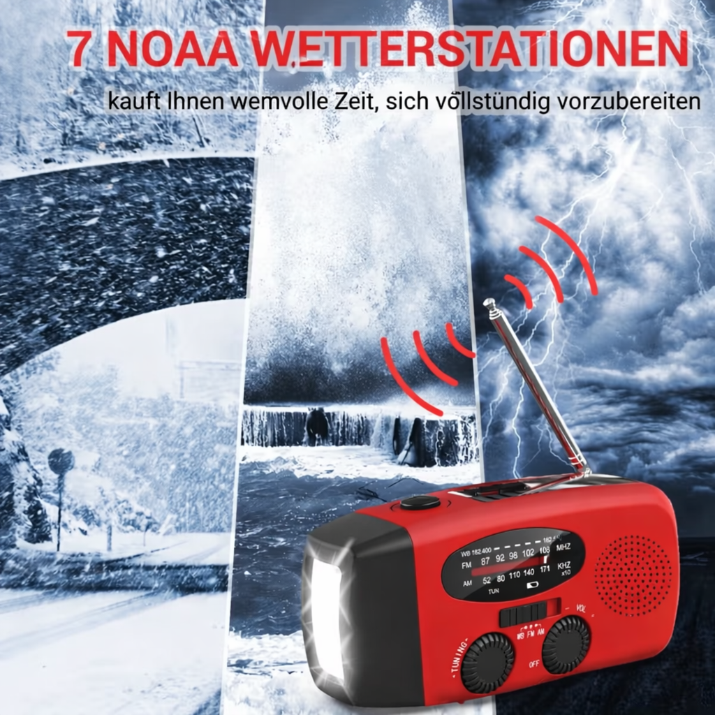 Portable Radio with Reliable Energy & Alert Reception | Built-in Flashlight and Power Bank