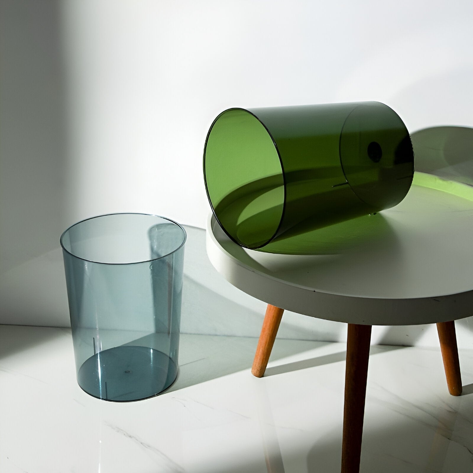 Sleek Clear Waste Bin with Minimalist Space-Saving Design