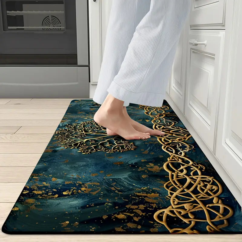 Elegant Indoor Mat with Decorative Tree of Life Design
