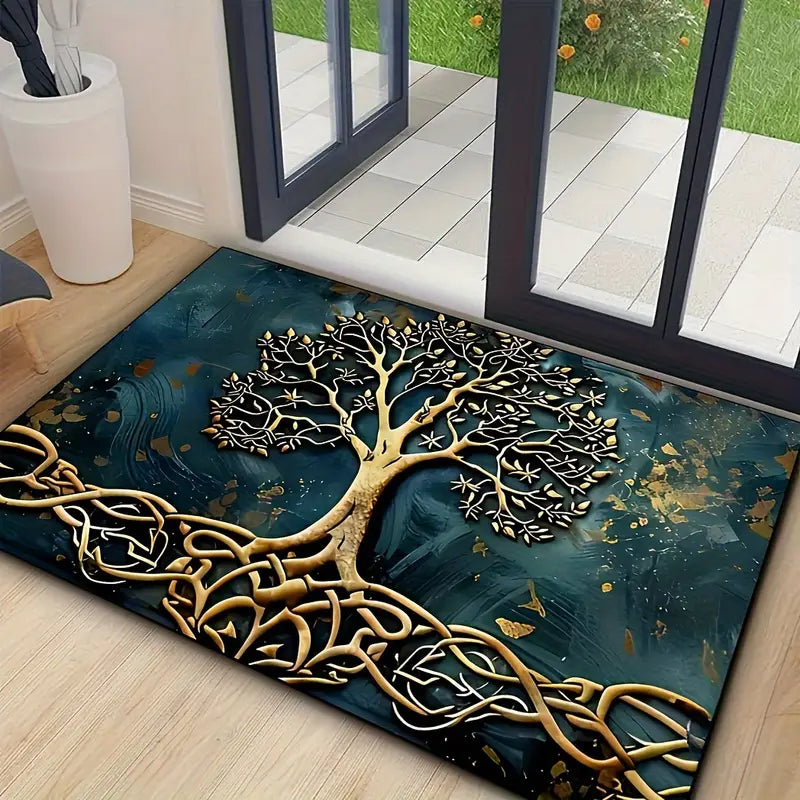Elegant Indoor Mat with Decorative Tree of Life Design
