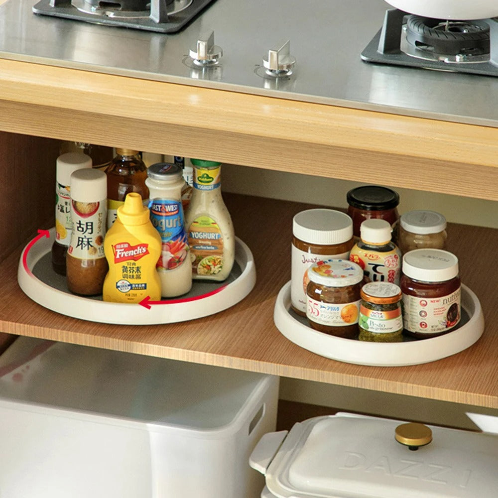 Round Kitchen Turntable Organizer with 2 Tiers
