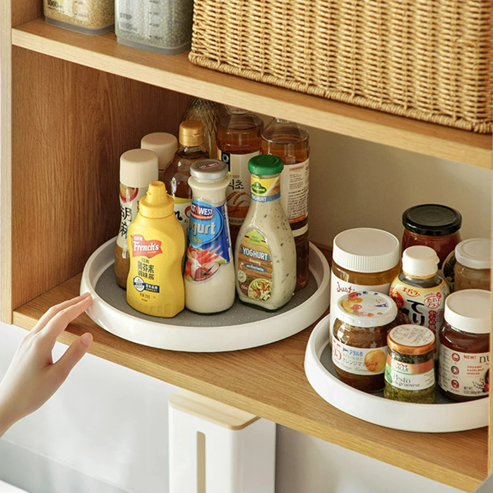 Round Kitchen Turntable Organizer with 2 Tiers