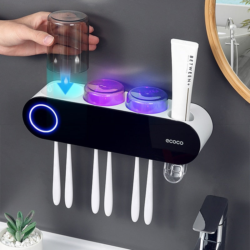 Smart UV Toothbrush Holder & Sanitizer for Clutter-Free Bathrooms