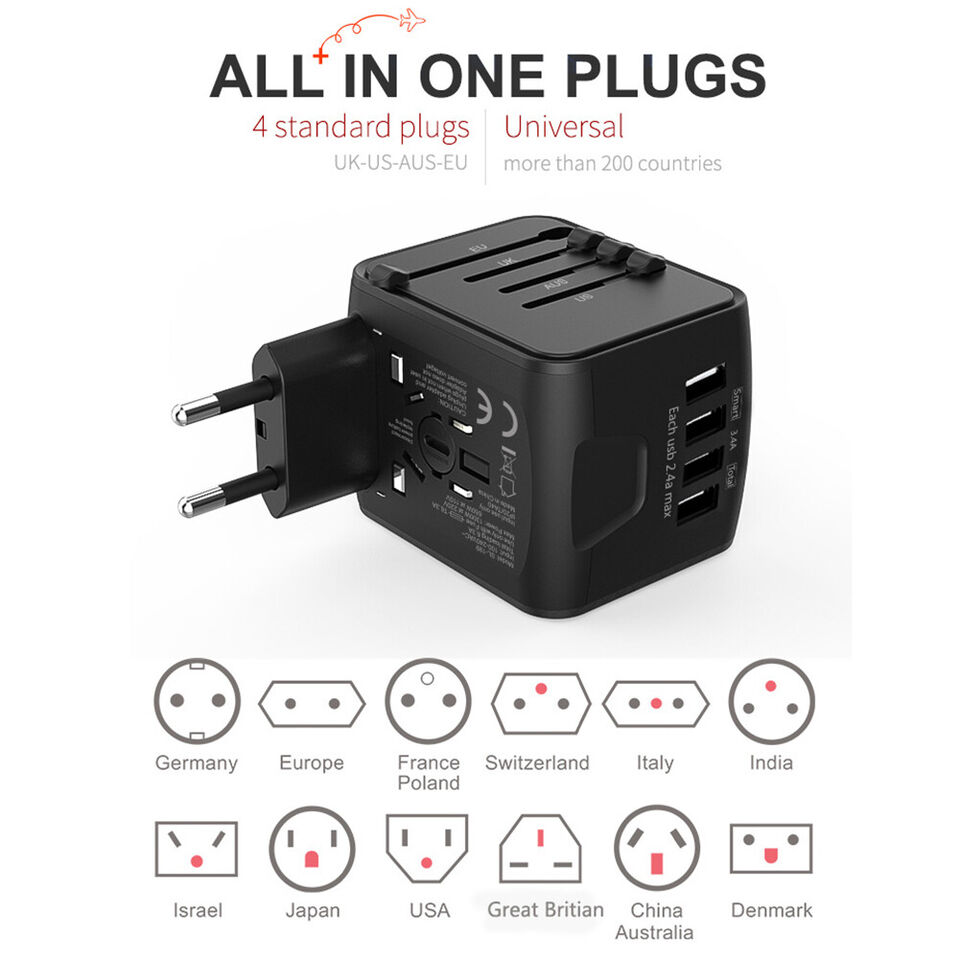 Smart Travel Power Adapter with USB Charging Ports