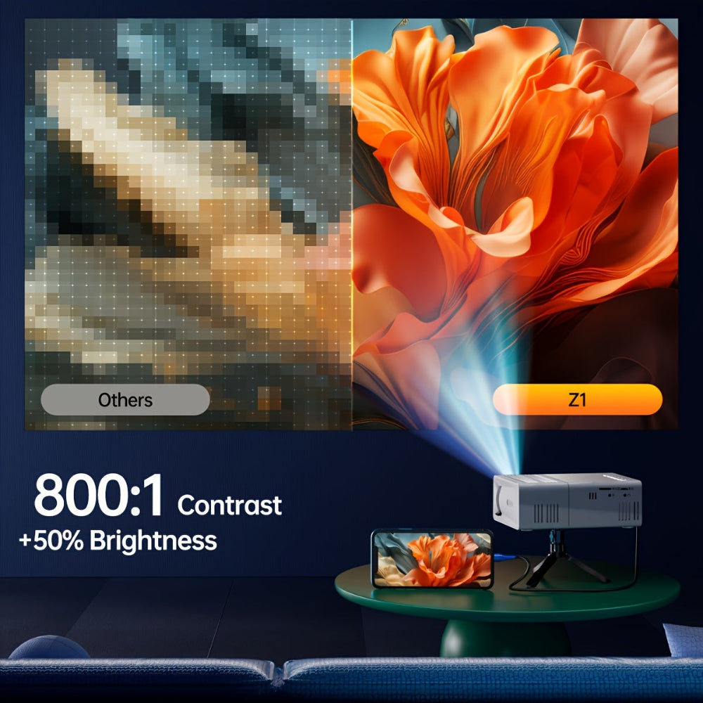 Compact High-Performance Projector with 3000 Lumens – Perfect for Home and Outdoor Viewing!