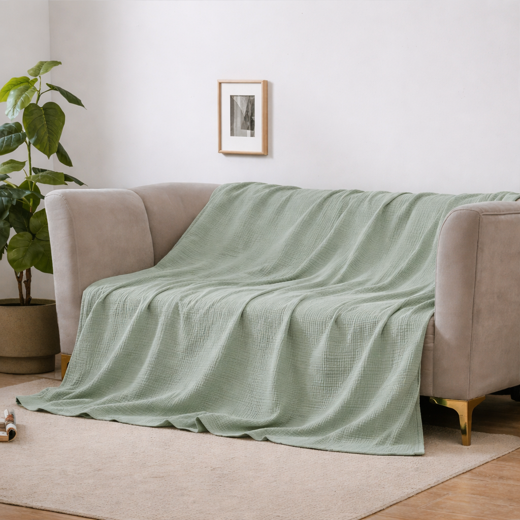 BreezyComfort - Ultra-Light Cotton Blanket for Year-Round Relaxation