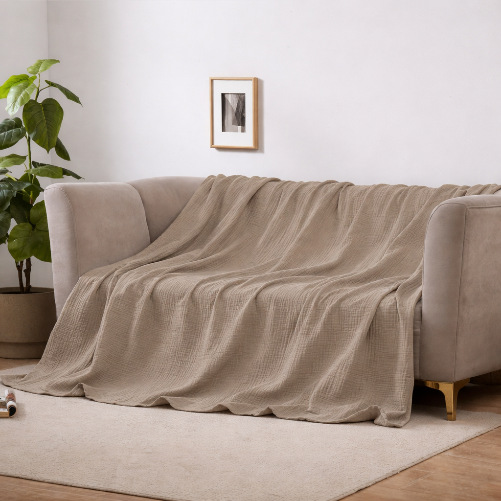 BreezyComfort - Ultra-Light Cotton Blanket for Year-Round Relaxation