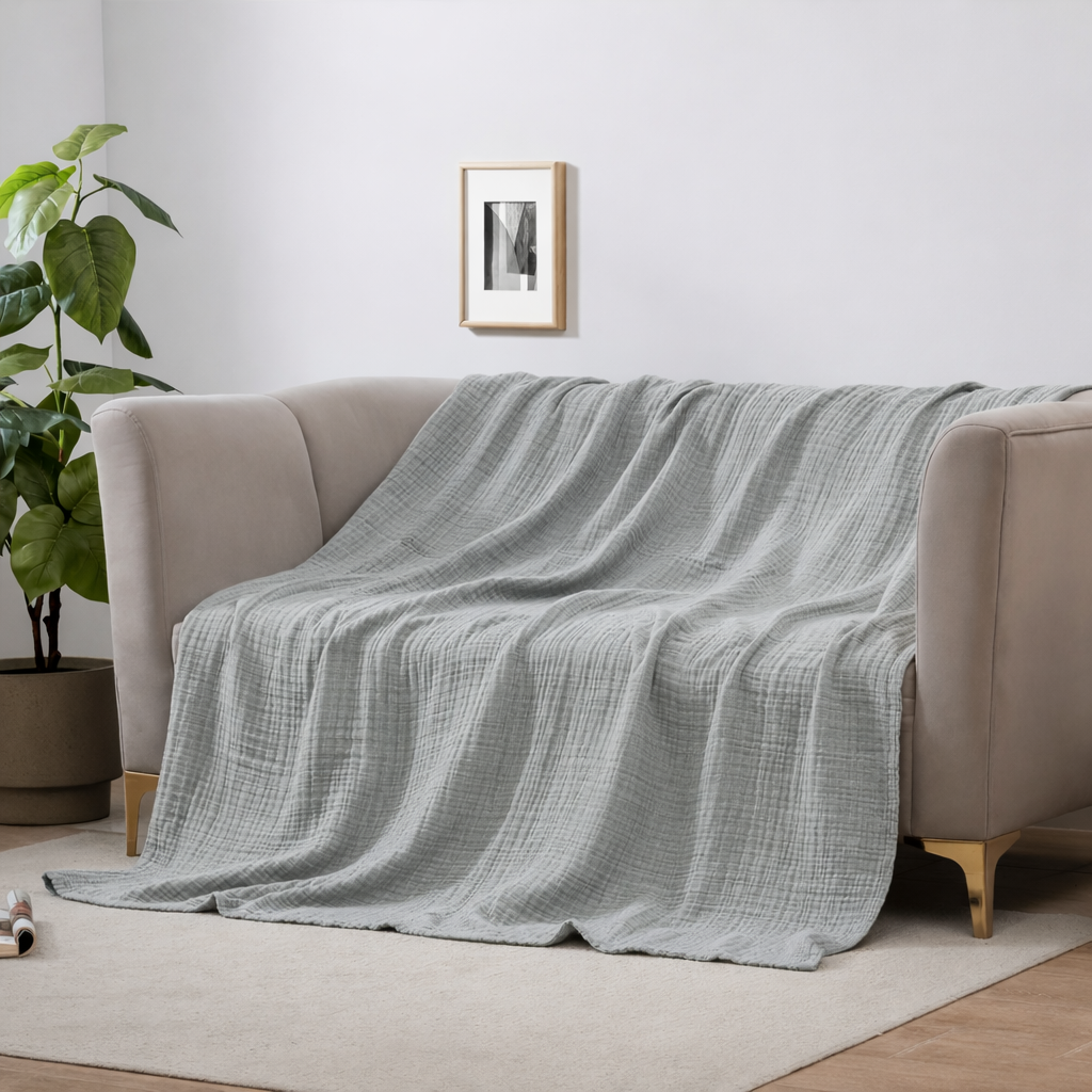 BreezyComfort - Ultra-Light Cotton Blanket for Year-Round Relaxation