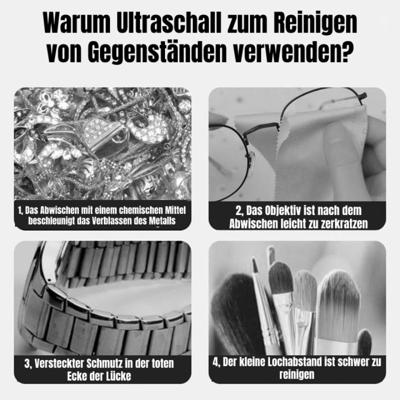 Ultrasonic Cleaner for Jewelry and Glasses - Portable 360° Deep Clean
