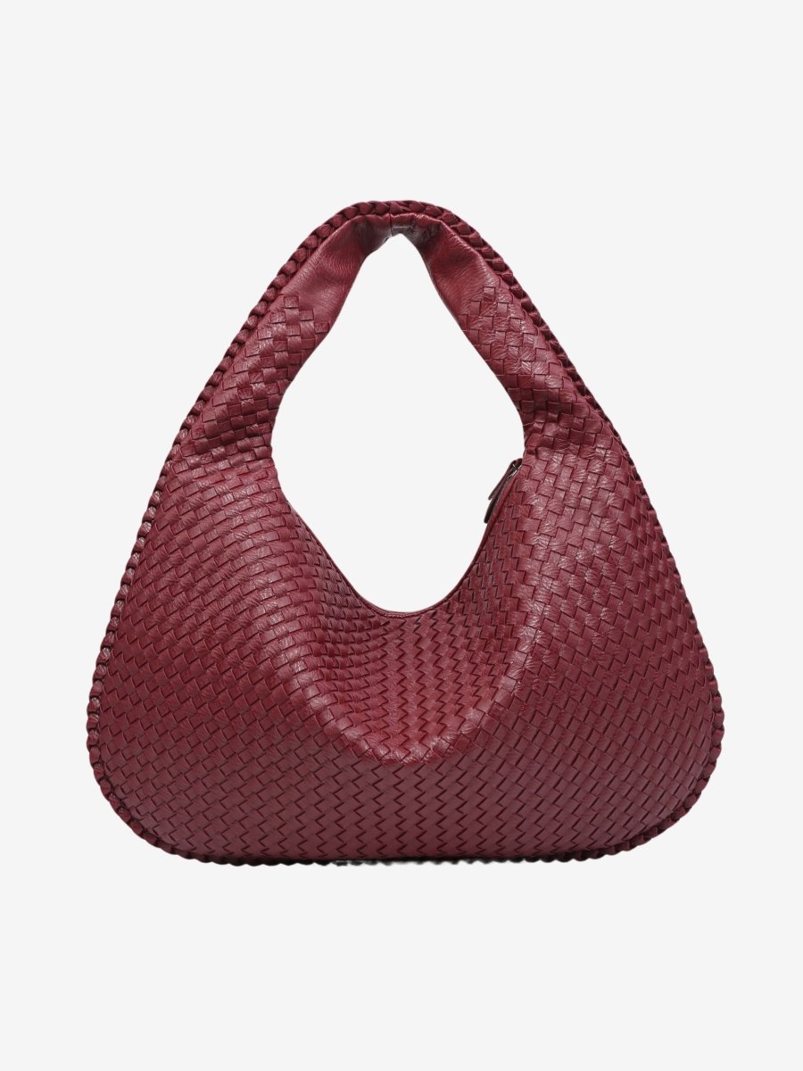 Woven Leather Hobo Bag with Secure Zipper – Crossbody Style
