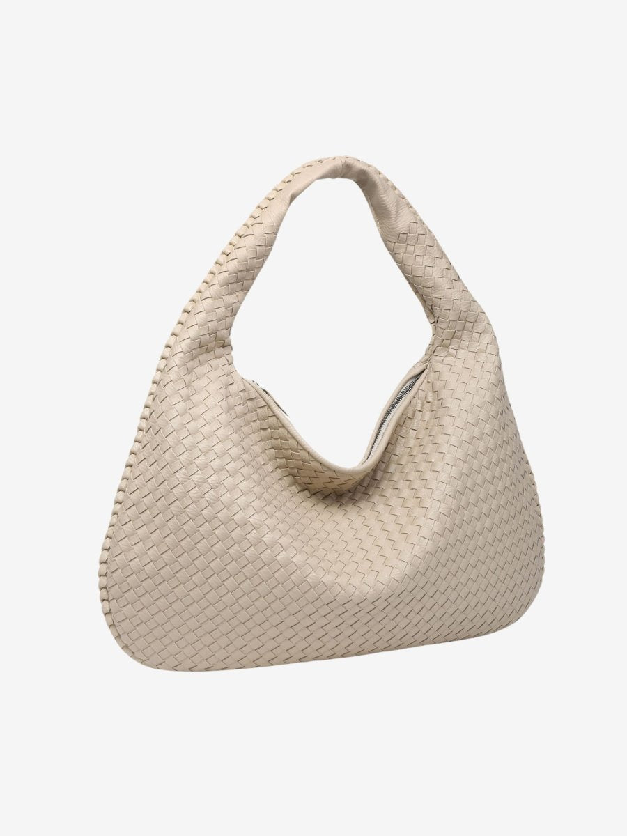 Woven Leather Hobo Bag with Secure Zipper – Crossbody Style