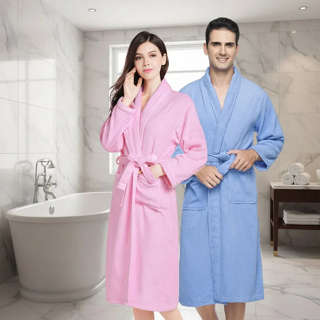 Unisex Cotton Bathrobe with Soft Terry Texture for Comfort