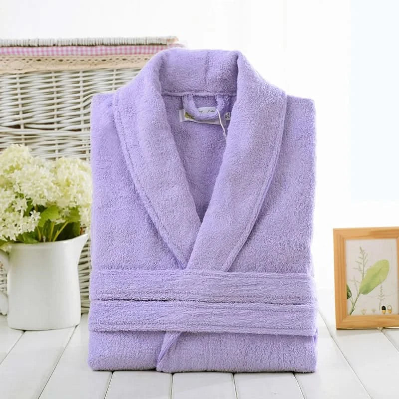 Unisex Cotton Bathrobe with Soft Terry Texture for Comfort