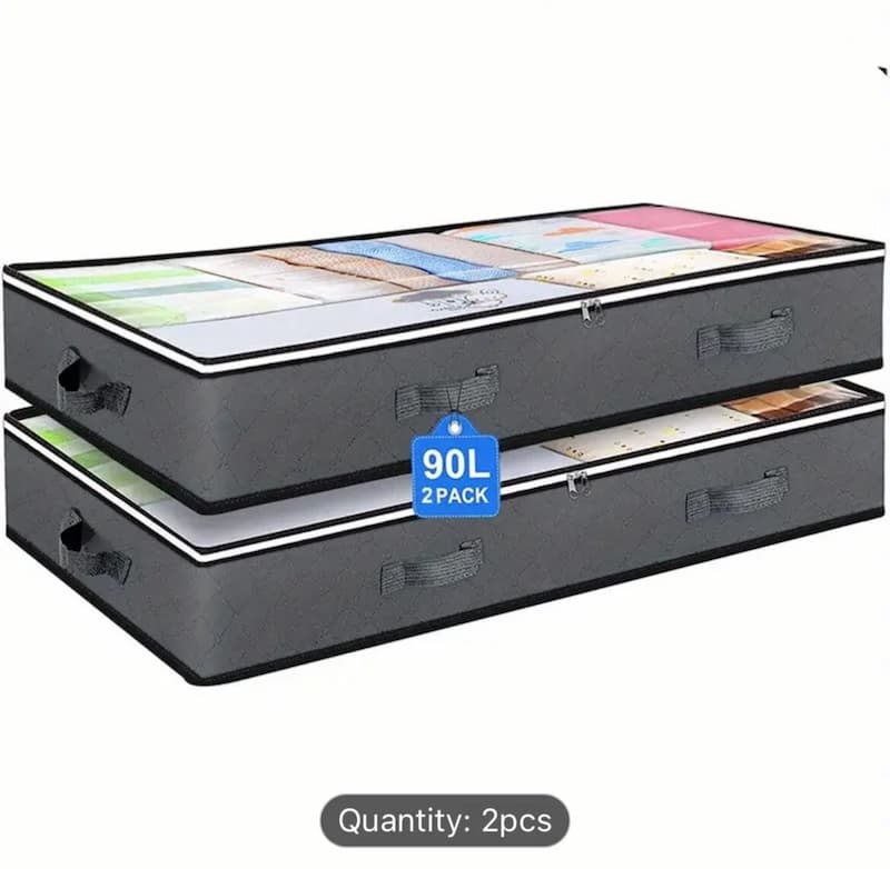 Underbed Storage Bags | Foldable Space Saver | Clear Lid