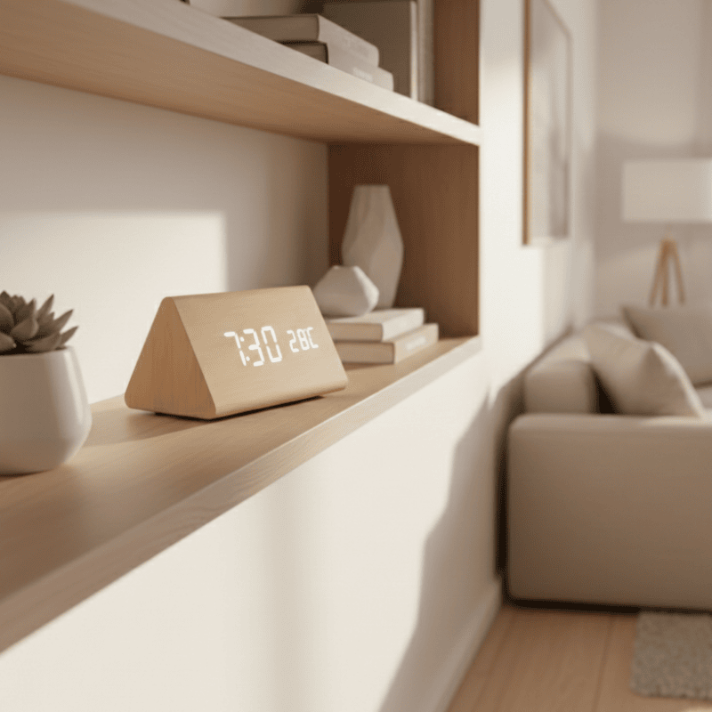 EchoCraft – Smart Wooden LED Clock for Stylish Living