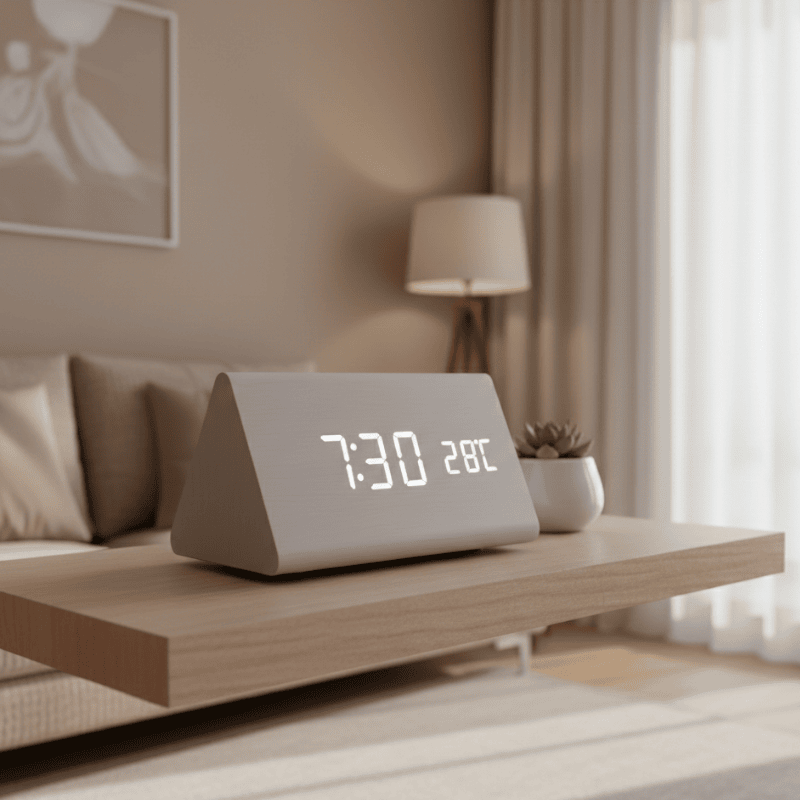 EchoCraft – Smart Wooden LED Clock for Stylish Living