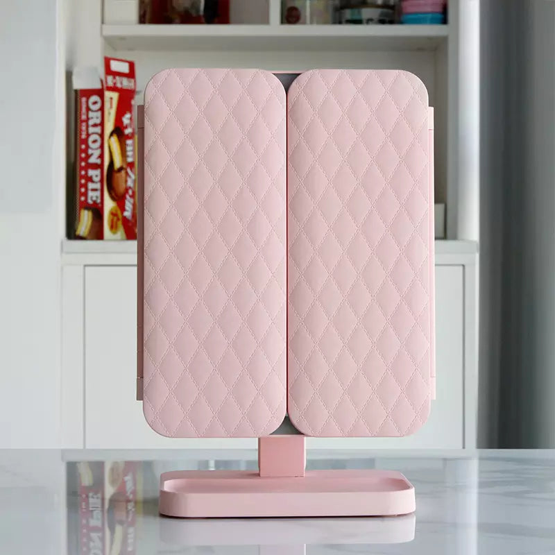 Compact Rechargeable LED Makeup Mirror with Dual Magnification