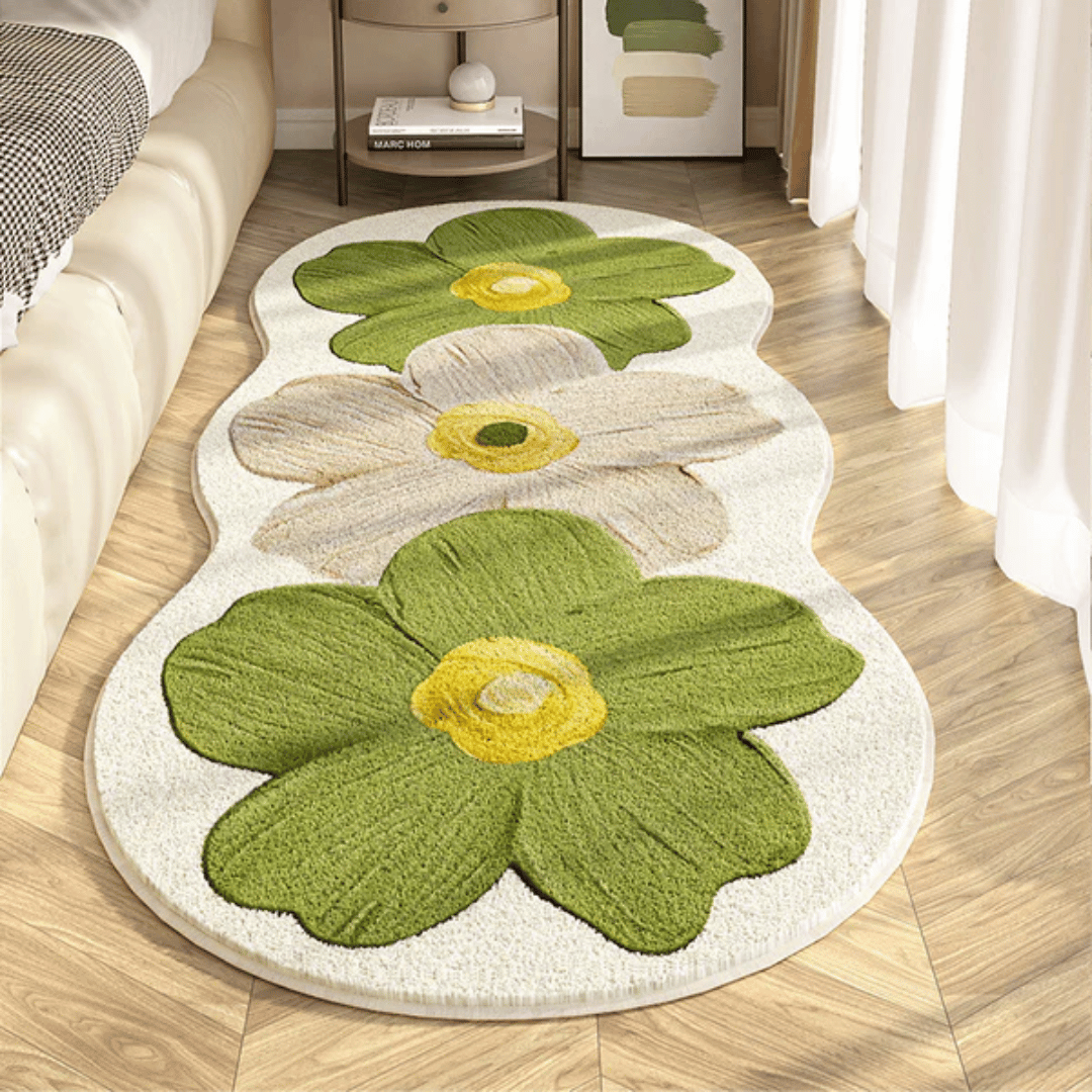 Elegant Oversized Flower Runner Rug with Non-Slip Backing