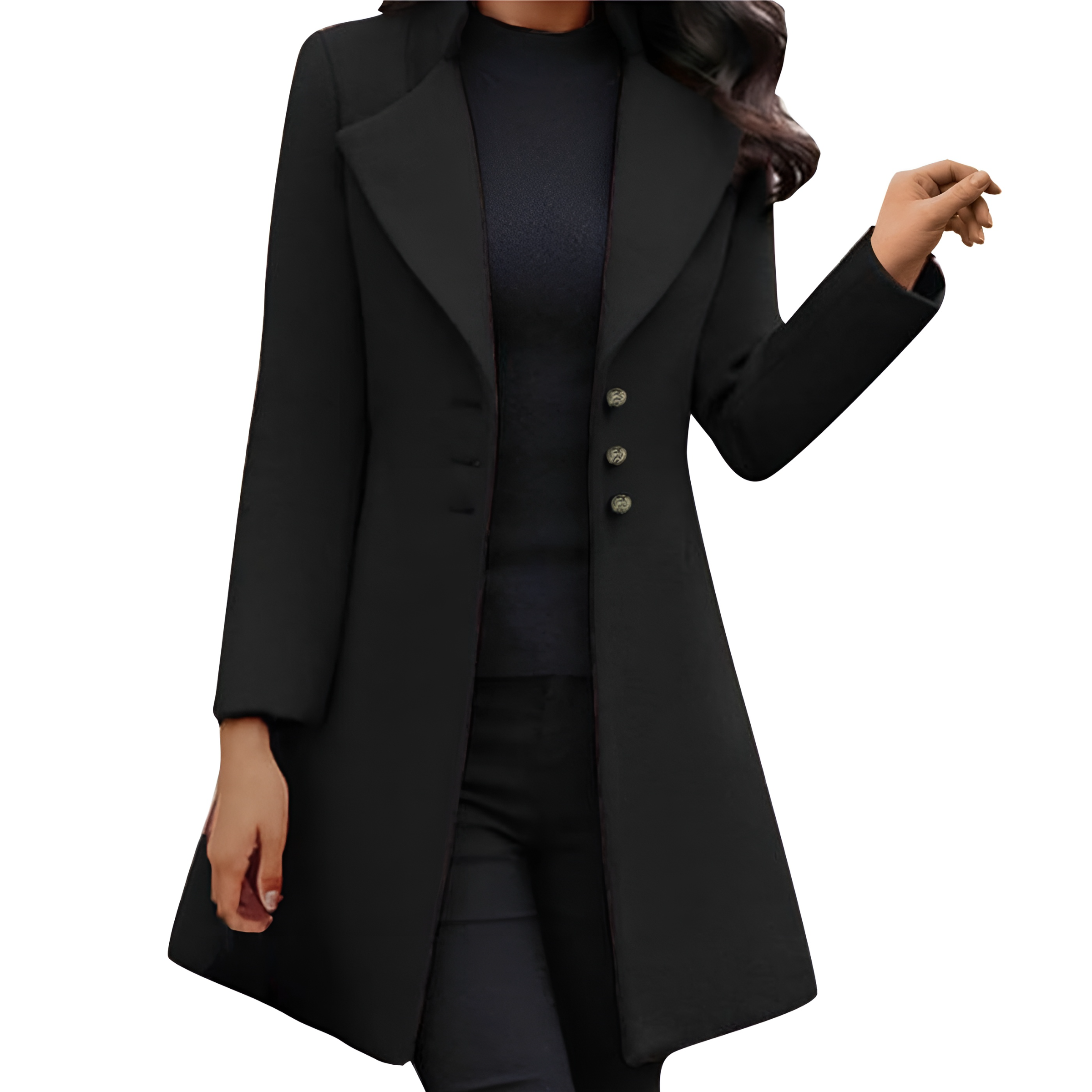 Italian Wool Long Coat with Long Sleeves