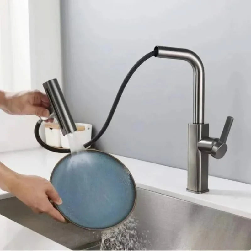 Pull Down Waterfall Kitchen Faucet with Flexible Hose