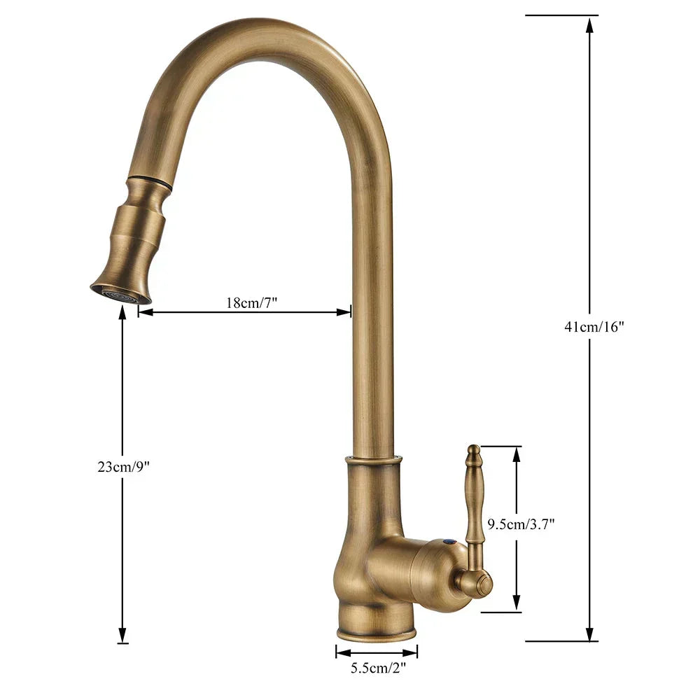 Classic Elegance Brass Kitchen Faucet with Rotating Spout