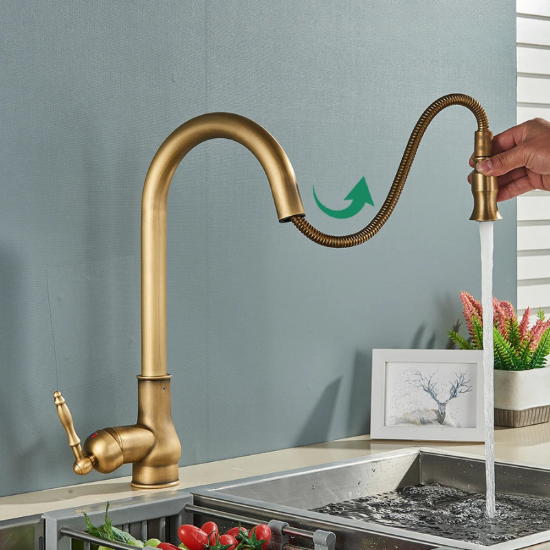 Classic Elegance Brass Kitchen Faucet with Rotating Spout