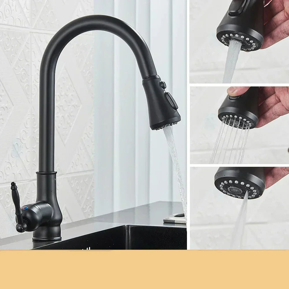 Classic Elegance Brass Kitchen Faucet with Rotating Spout