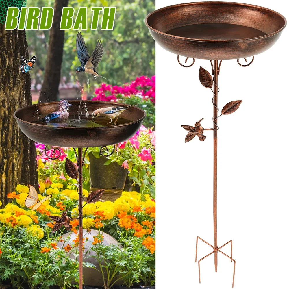 Bird Bath with Stand | Sturdy Metal Bowl
