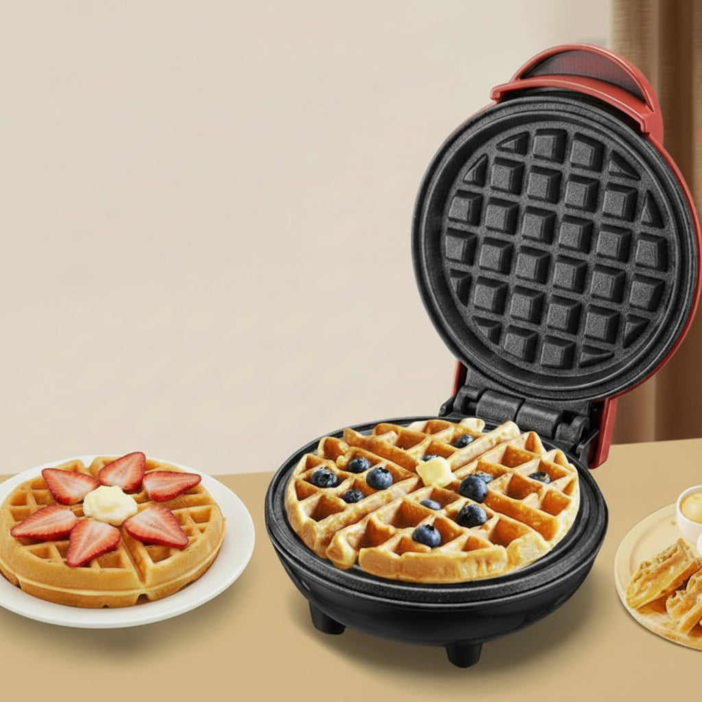 Compact Dual Heating Waffle Maker for Perfectly Crispy Treats