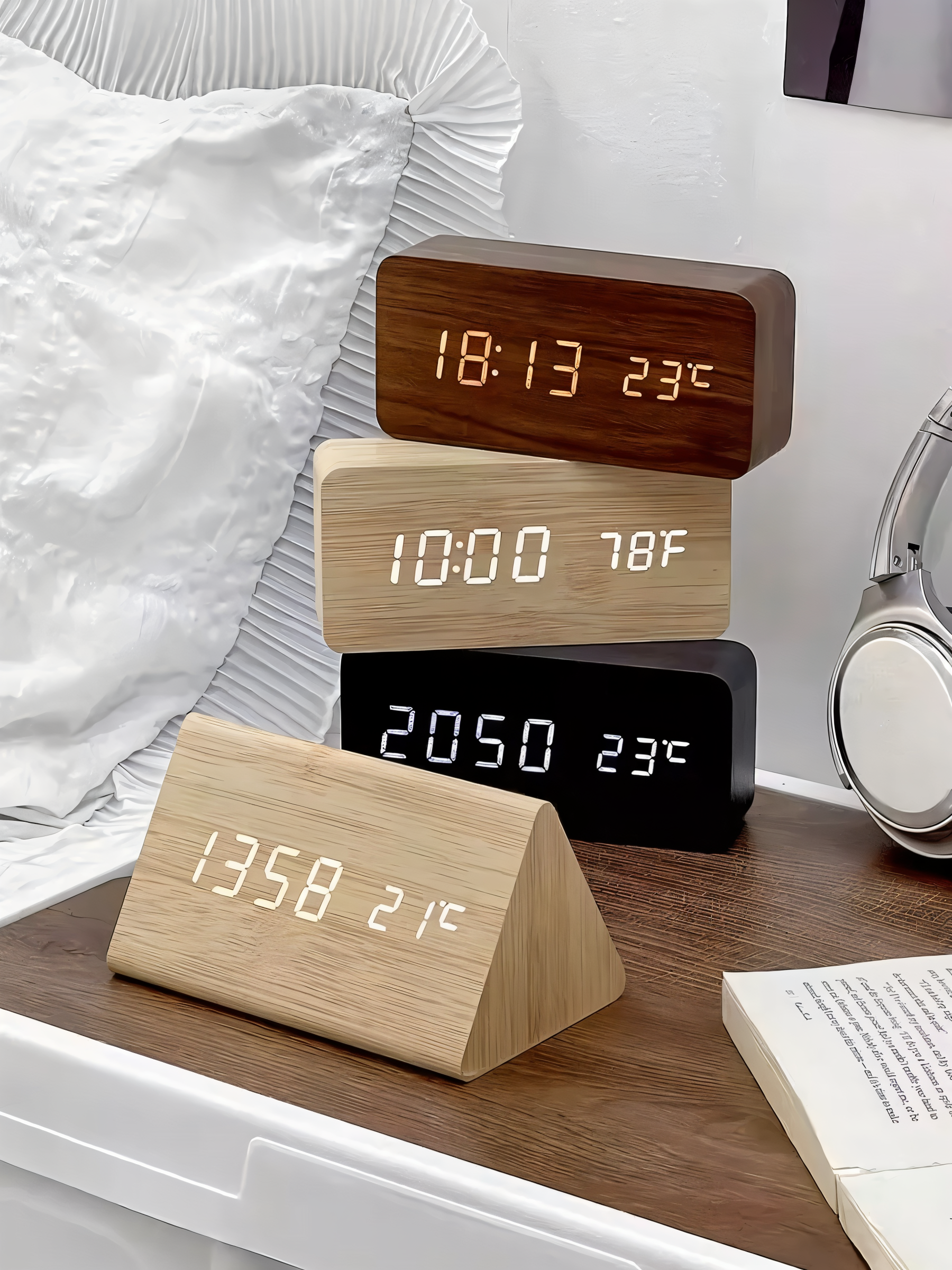 Natural Harmony LED Alarm Clock with Climate Display