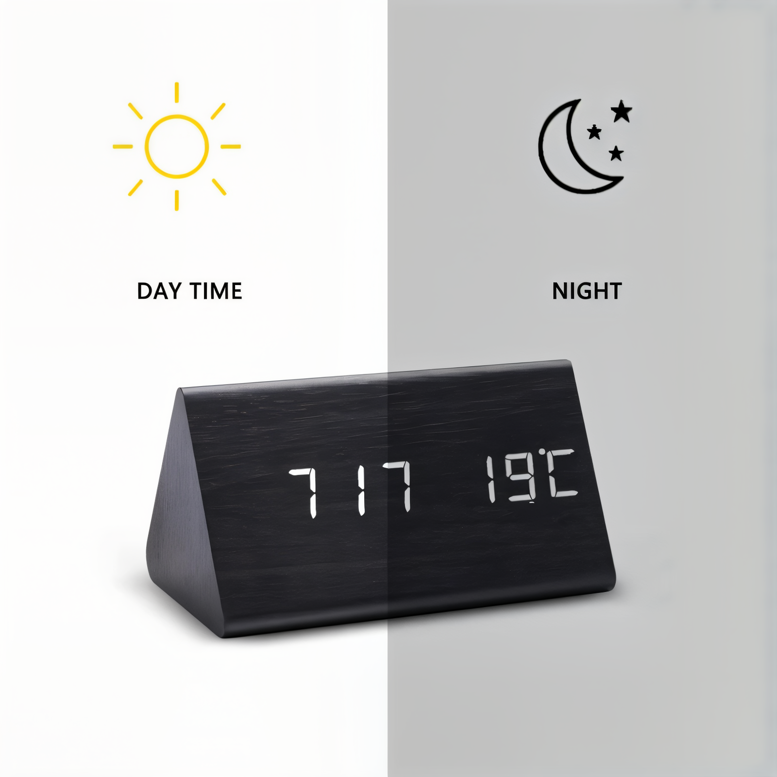 Natural Harmony LED Alarm Clock with Climate Display