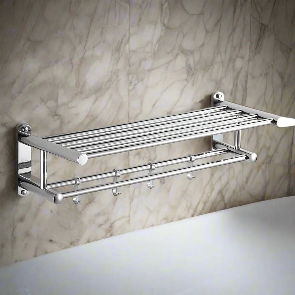 Sleek Wall-Mounted Towel Holder - Efficient Space Organizer for Bathrooms